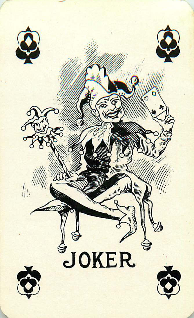 Joker Playing Cards Sitting with Card in Hand (JK01-35G)