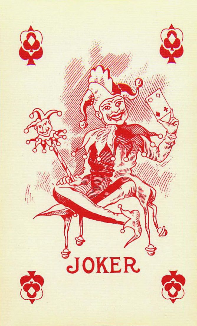 Joker Playing Cards Sitting with Card in Hand (JK01-35I)