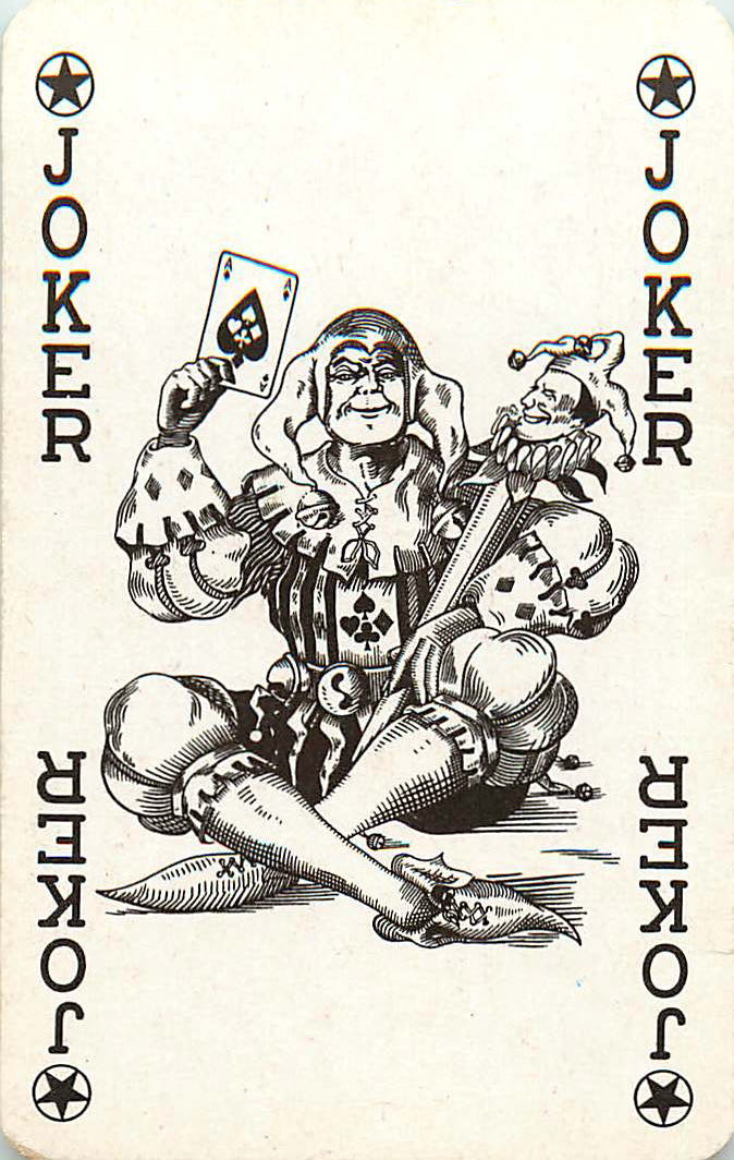 Joker Playing Cards Sitting with Card in Hand (JK01-36A)