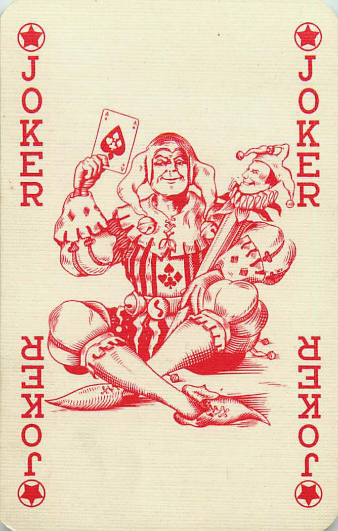 Joker Playing Cards Sitting with Card in Hand (JK01-36B)