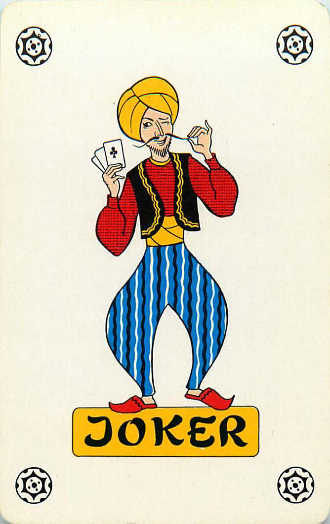 Joker Playing Cards Mustache Card in Hand (JK01-29B)