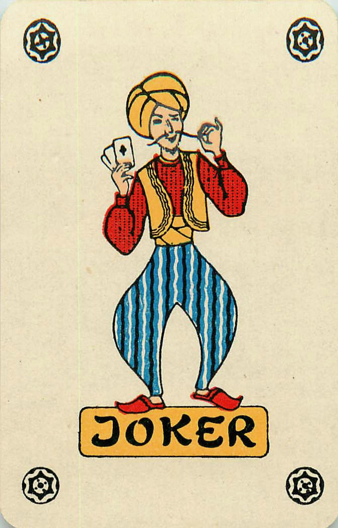 Joker Playing Cards Mustache Card in Hand (JK01-29C)