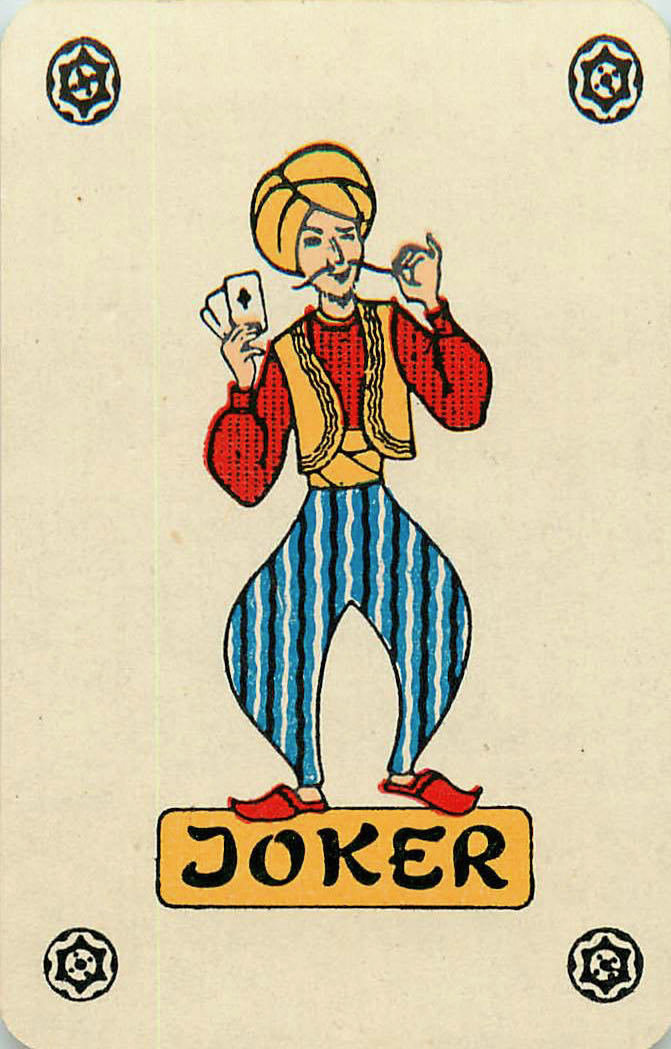 Joker Playing Cards Mustache Card in Hand (JK01-29C) - Click Image to Close