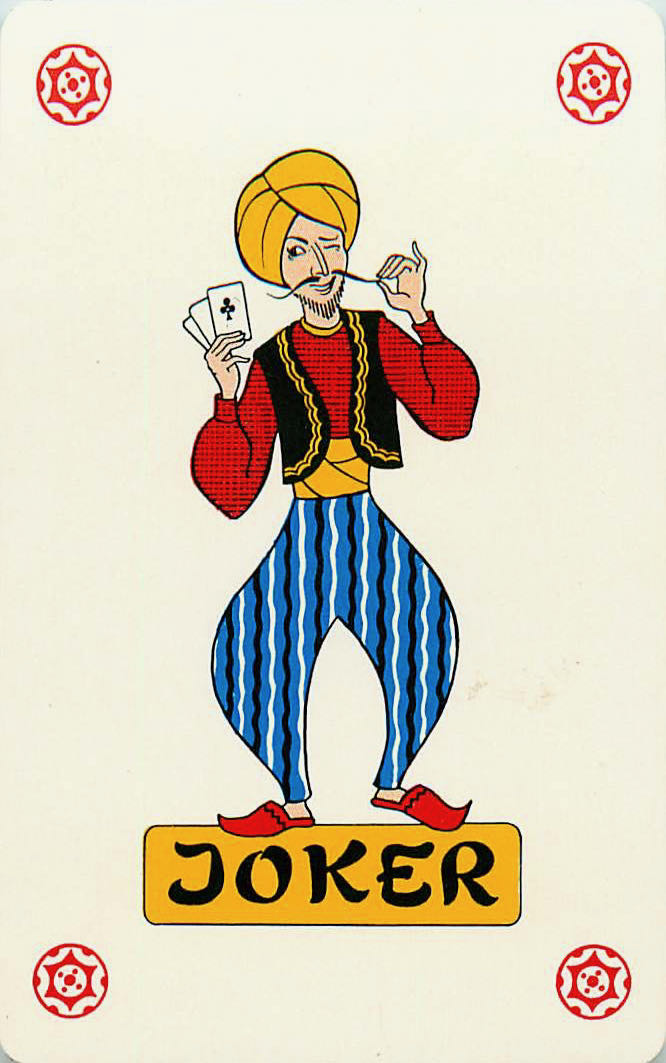 Joker Playing Cards Mustache Card in Hand (JK01-29D)