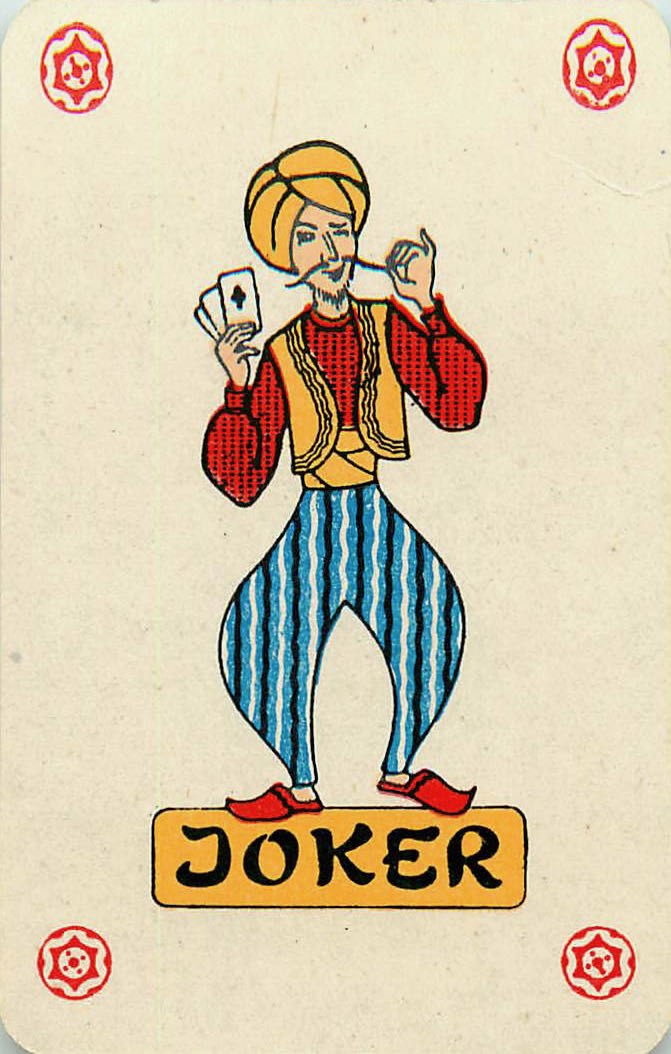 Joker Playing Cards Mustache Card in Hand (JK01-29E)