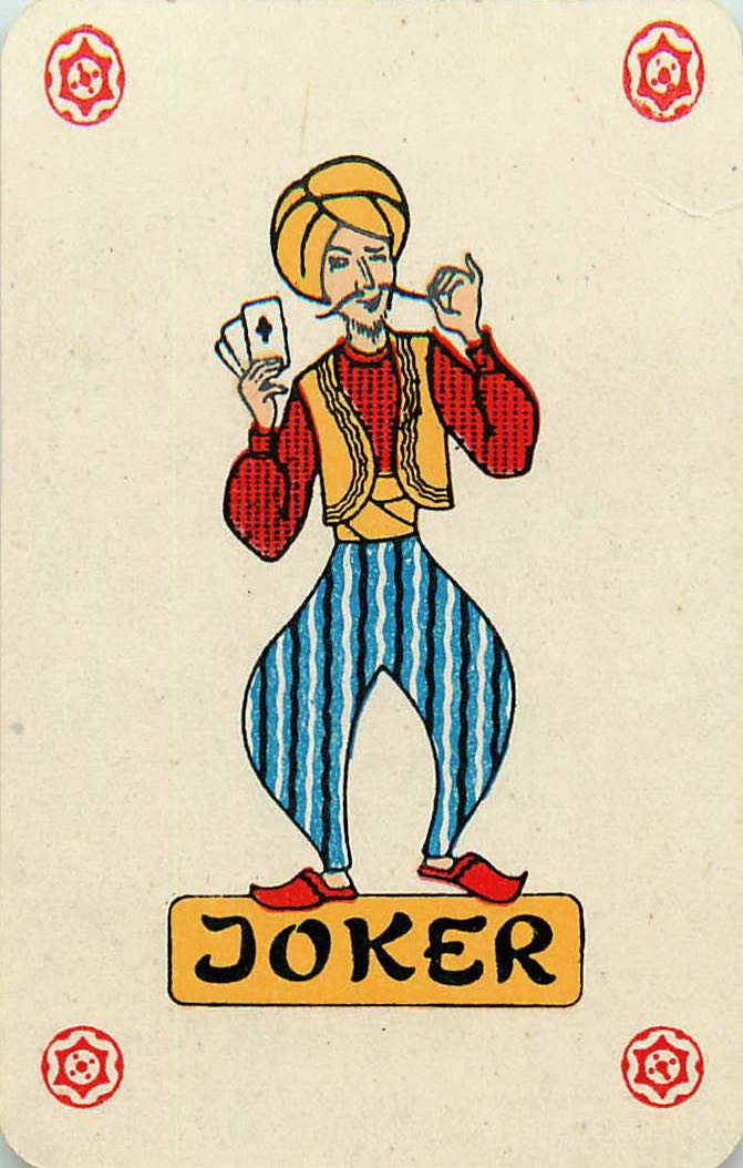 Joker Playing Cards Mustache Card in Hand (JK01-29E) - Click Image to Close