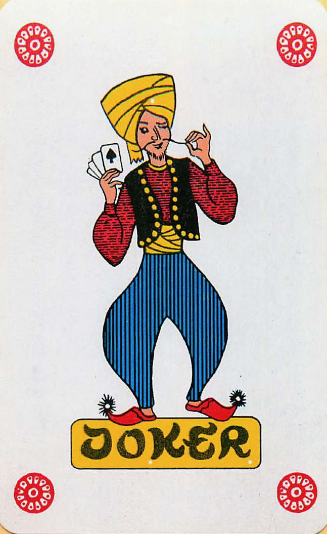 Joker Playing Cards Mustache Card in Hand (JK01-41G) - Click Image to Close