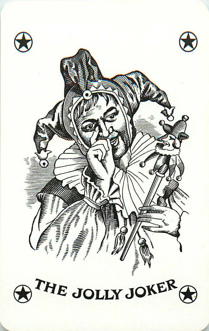 Joker Playing Cards Finger on Nose - B & W (JK01-15G) - Click Image to Close