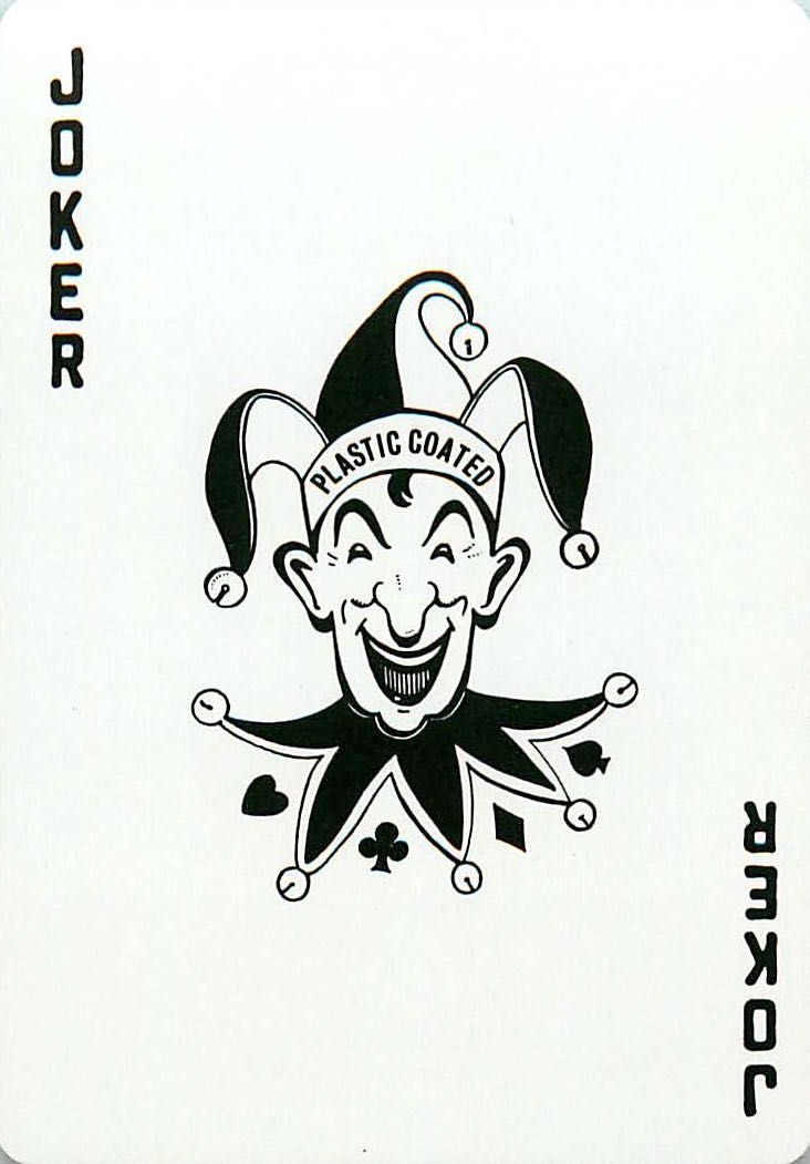 Joker Playing Cards Smiling Jester Plastic Coated (JK01-20B) - Click Image to Close