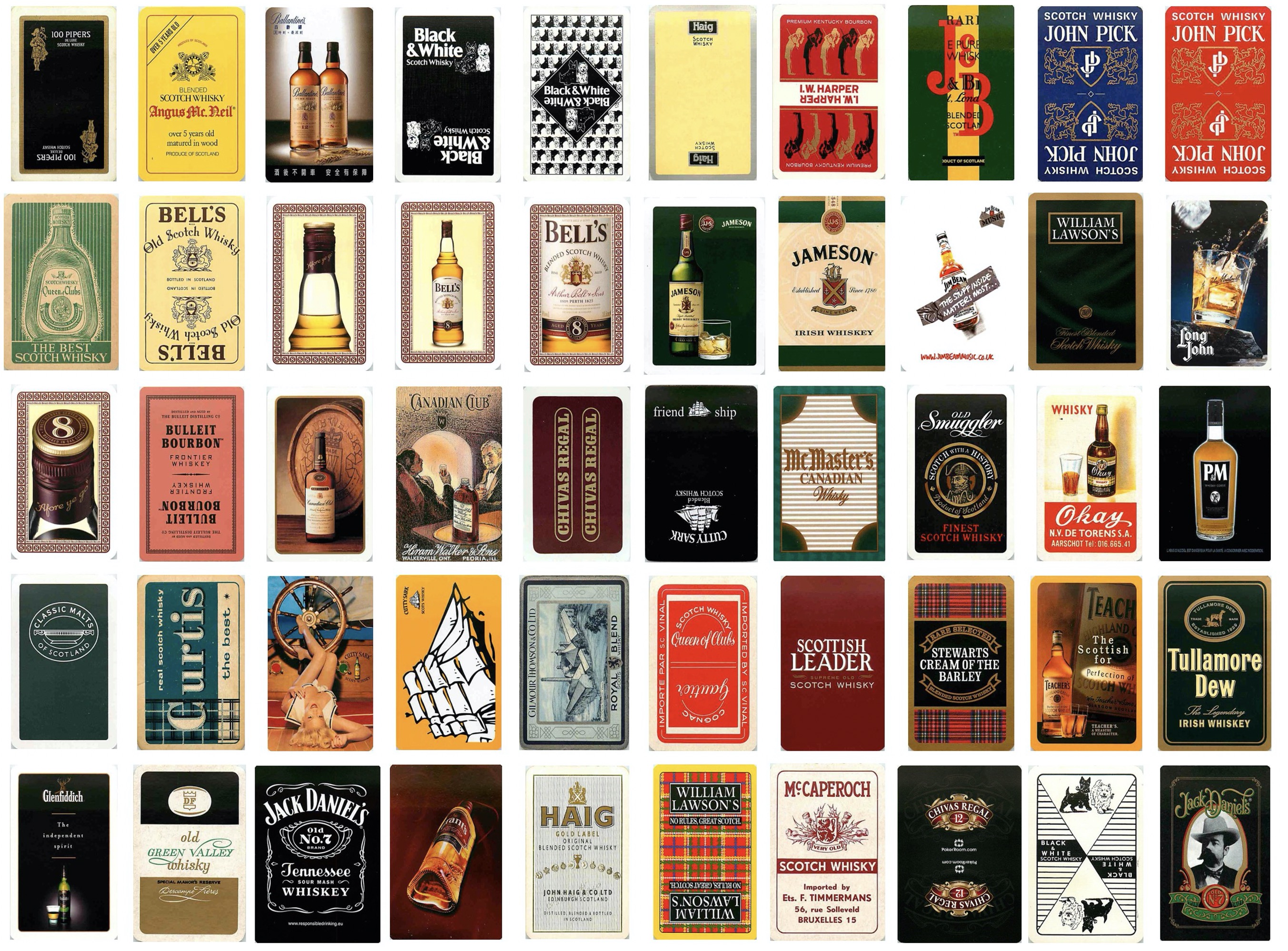 Lot - 50 WHISKY Single Swap Playing Cards (PS99-03B) - Click Image to Close