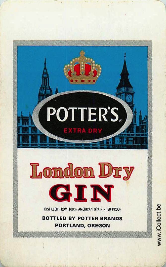Single Swap Playing Cards Alcohol Potter's Gin (PS01-07G)