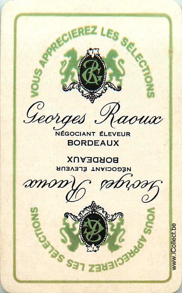 Single Swap Playing Cards Alcohol Raoux Bordeaux (PS08-18H)