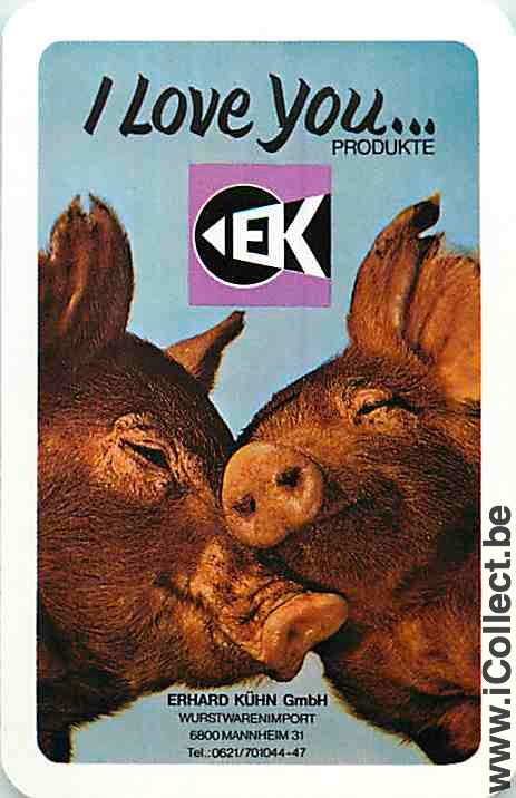 Single Playing Cards Animal Pig Erhard Kuhn (PS10-47C) - Click Image to Close