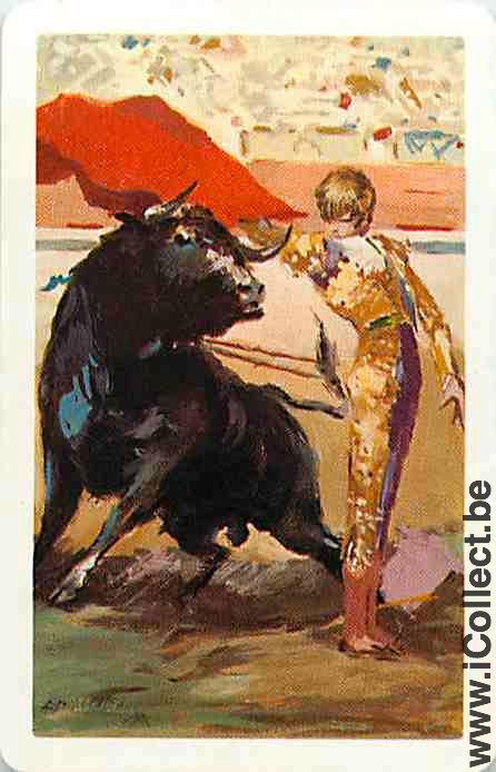 Single Playing Cards Animal Bull Bullfight (PS14-01C) - Click Image to Close