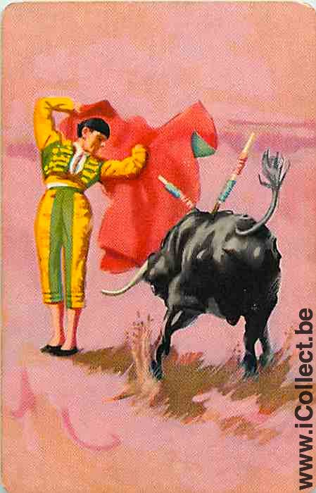 Single Playing Cards Animal Bull Bullfight (PS14-05H) - Click Image to Close