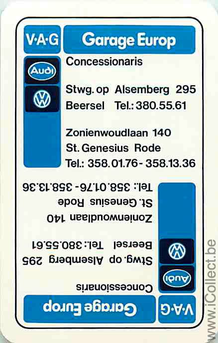 Single Swap Playing Cards VW Audi Garage Europ (PS02-38G)