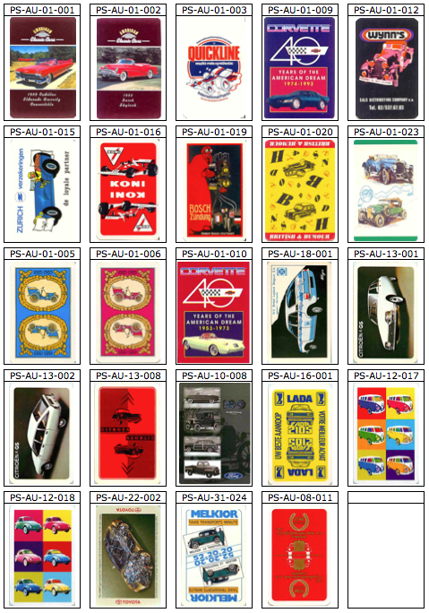 Lot - 24 CARS AUTOMOBILE Single Playing Card (PS99-02D)