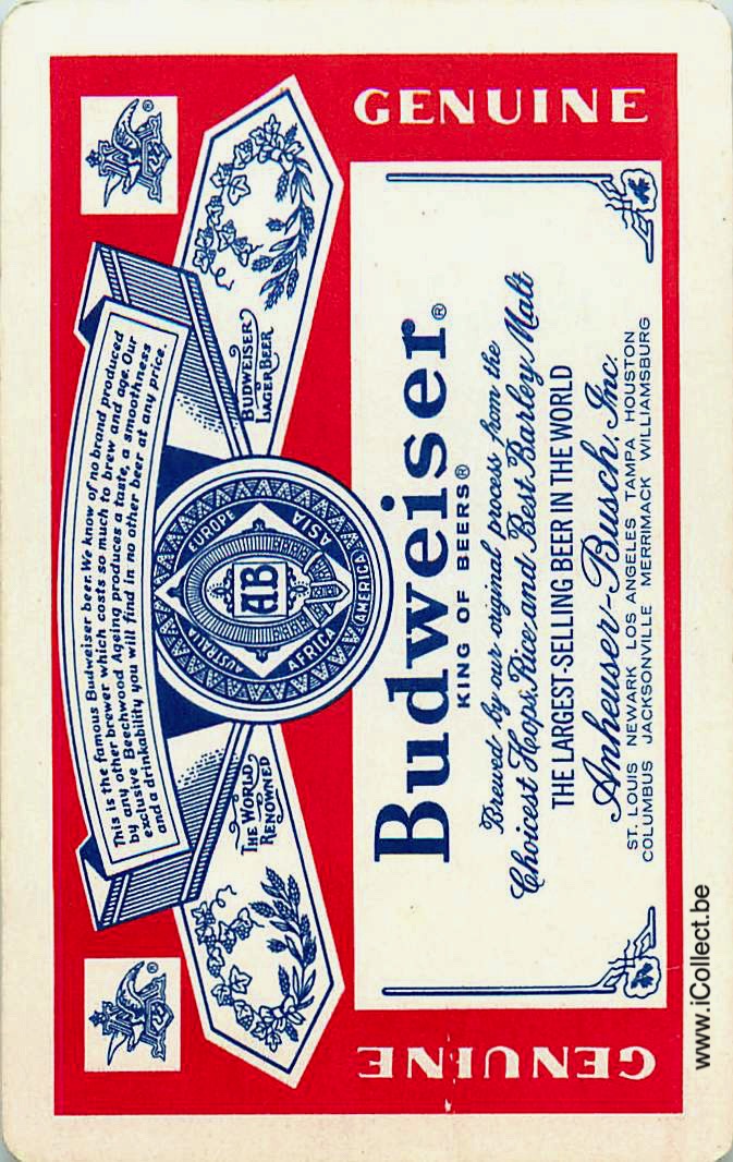 Single Swap Playing Cards Beer Budweiser (PS06-05F)