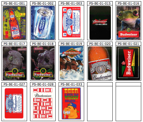Lot - 13 BUDWEISER BEER Single Playing Cards (PS99-03B)