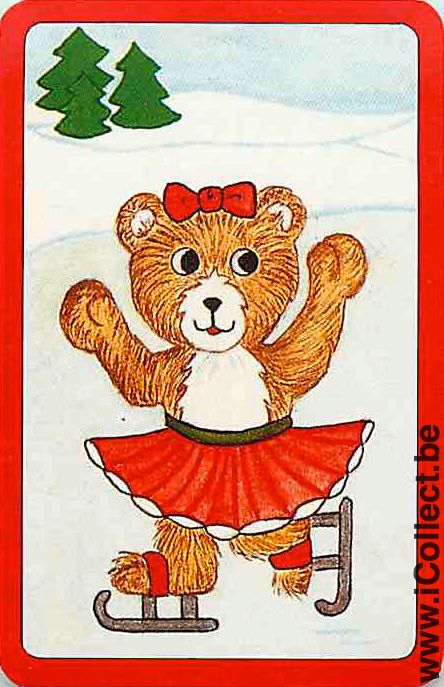 Single Playing Cards Cartoons Bear Skating (PS09-29D)