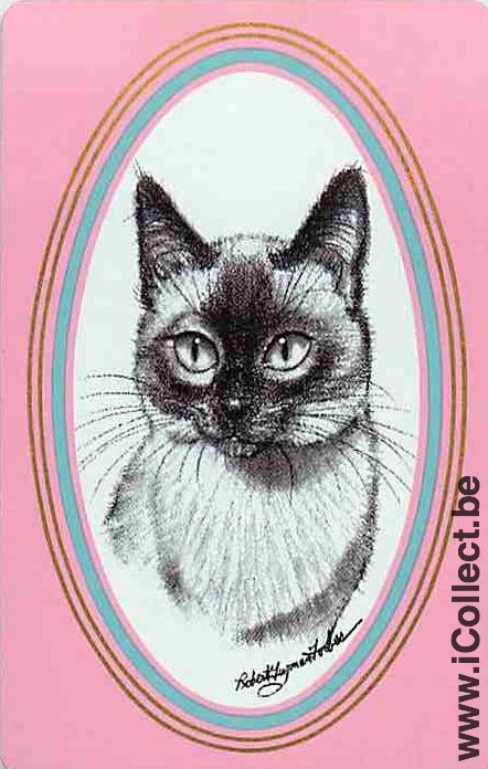 Single Playing Cards Cat Head (PS11-16D) - Click Image to Close