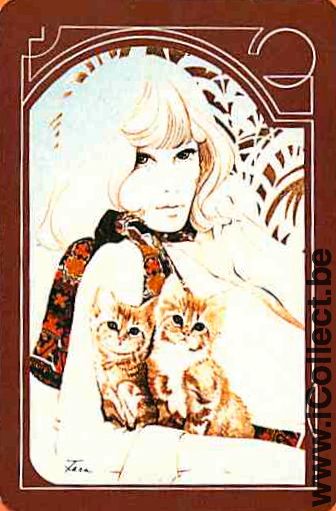 Single Swap Playing Cards Cat and Girl ***Mini*** (PS05-04C)