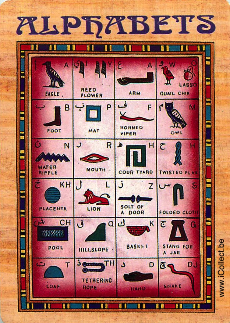 Single Swap Playing Cards Souvenir Egyptian Alphabets (PS15-04A)