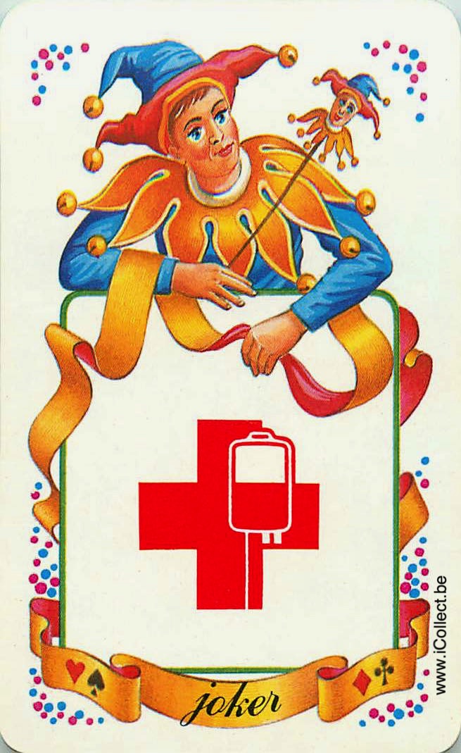 Single Swap Playing Cards Jester Joker Red Cross (PS21-16B) - Click Image to Close