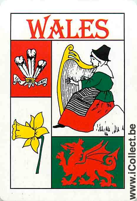 Single Playing Cards Entertainment Harp Musician Wales (PS12-51B - Click Image to Close