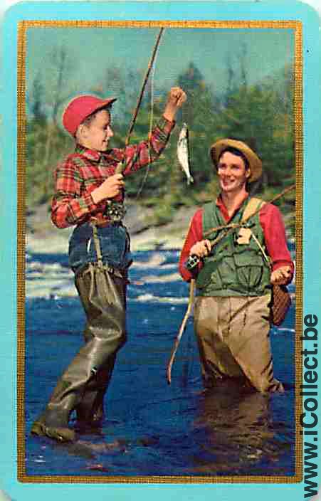 Single Swap Playing Cards Fish Fisherman (PS03-57C) - Click Image to Close