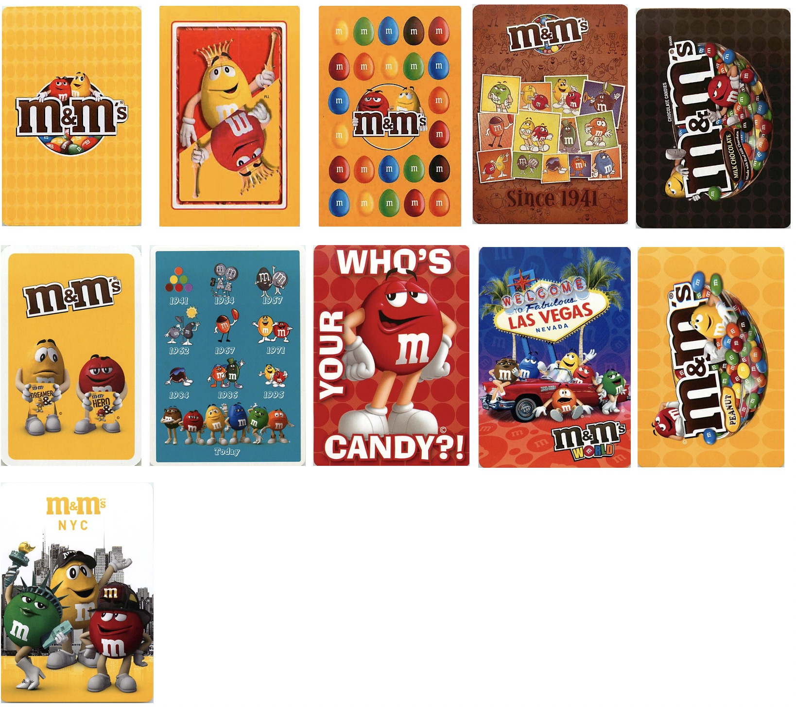 Lot - 11 M&M'S Single Swap Playing Cards (PS99-01D) - Click Image to Close