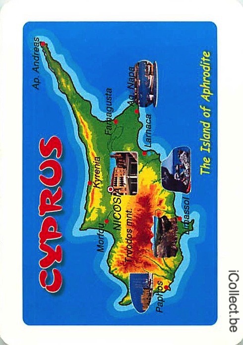 Single Playing Cards Map Cyprus (PS16-17D) - Click Image to Close
