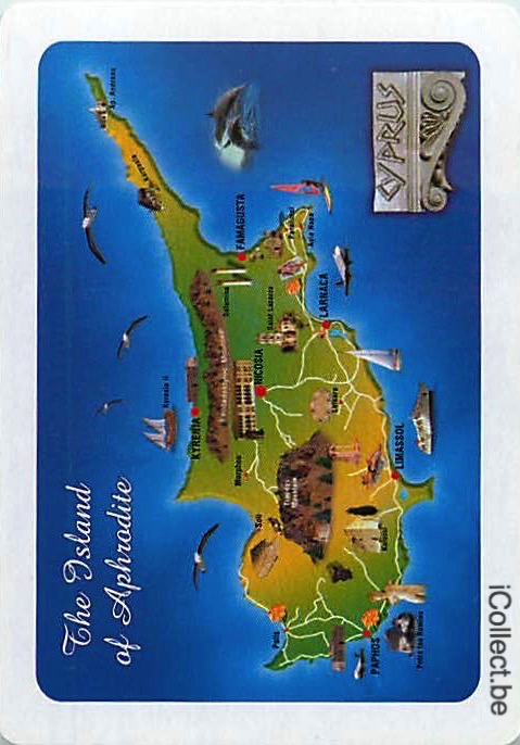 Single Playing Cards Map Cyprus (PS16-17E) - Click Image to Close