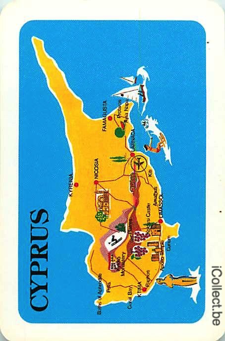 Single Playing Cards Map Cyprus (PS16-17F) - Click Image to Close