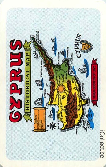 Single Playing Cards Map Cyprus (PS16-17H) - Click Image to Close