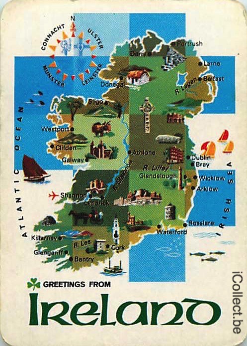 Single Playing Cards Map Ireland (PS16-18E) - Click Image to Close