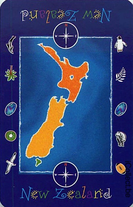 Single Playing Cards Map New Zealand (PS16-18F) - Click Image to Close