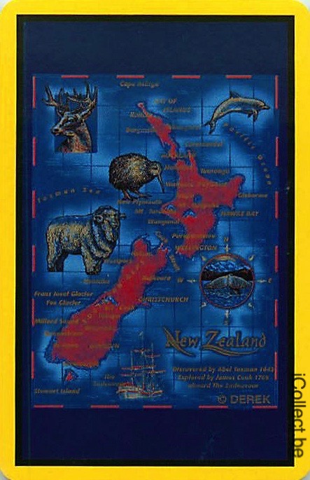 Single Playing Cards Map New Zealand (PS16-18G)