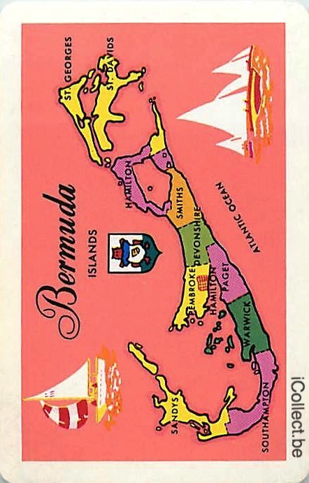 Single Playing Cards Map Bermuda Islands (PS16-20F) - Click Image to Close