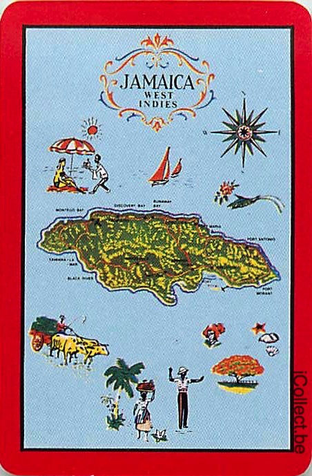 Single Playing Cards Map Jamaica West Indies (PS16-21B) - Click Image to Close