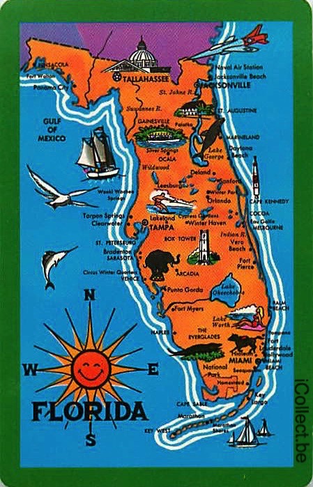 Single Playing Cards Map USA Florida (PS16-23F) - Click Image to Close