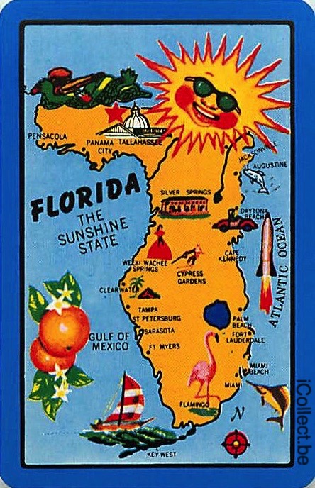 Single Swap Playing Cards Map USA Florida (PS16-23G) - Click Image to Close