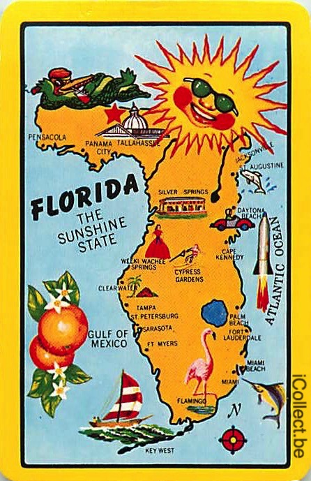 Single Playing Cards Map USA Florida (PS16-23H) - Click Image to Close