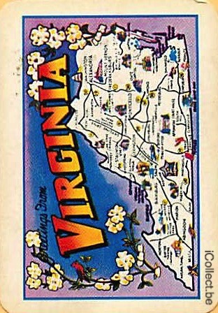 Single Playing Cards Map USA Virginia ***Mini*** (PS16-24D) - Click Image to Close