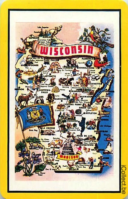 Single Swap Playing Cards Map Wisconsin USA (PS17-13B) - Click Image to Close