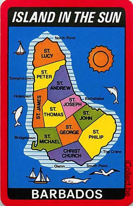 Single Playing Cards Map Barbados Island (PS16-26I)