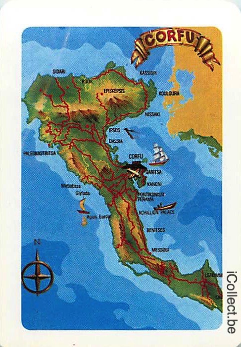 Single Playing Cards Map Corfu (PS16-28C) - Click Image to Close