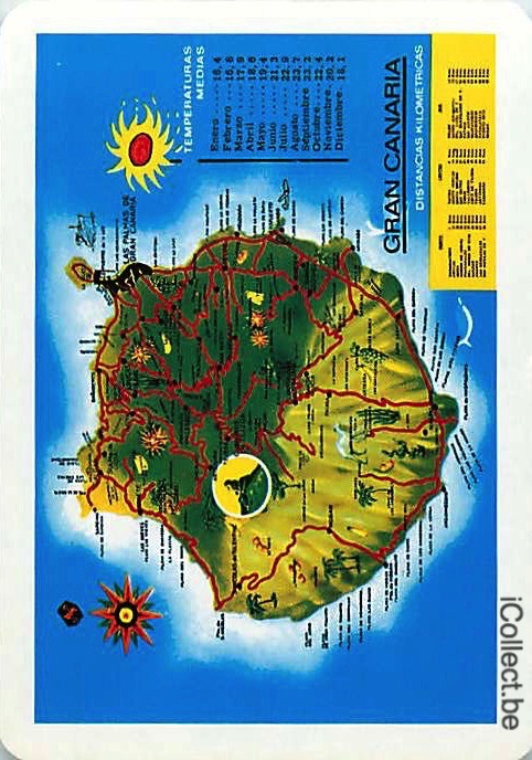 Single Playing Cards Map Canarian Islands (PS16-28I) - Click Image to Close