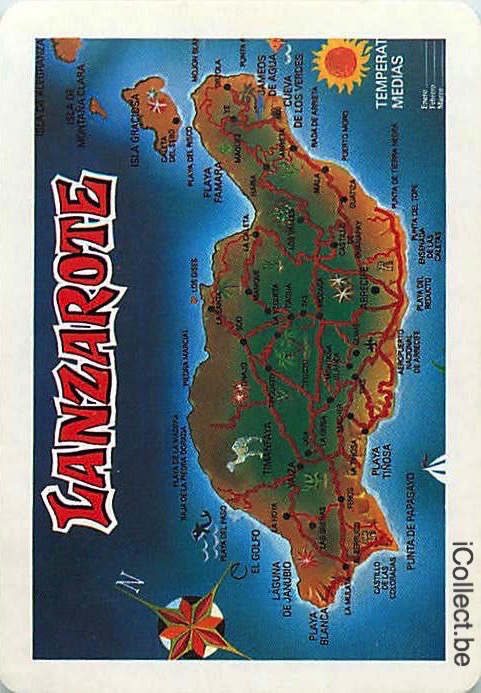 Single Playing Cards Map Lanzarote (PS16-29D) - Click Image to Close