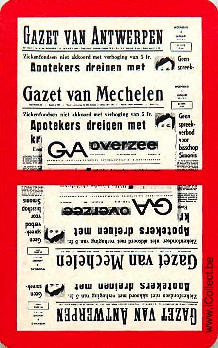 Single Swap Playing Cards News Gazet Van Antwerpen (PS19-56A) - Click Image to Close